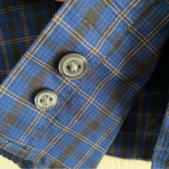 Eddie Bauer Button Shirt Long Sleeve Plaid Blue Wrinkle Free - Picture 7 of 9